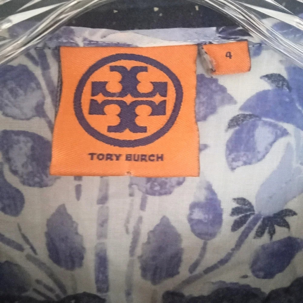 Tory Burch 100% Cotton Boho Grace Lynn Blouse Lace Trim Size 4 - Picture 5 of 7